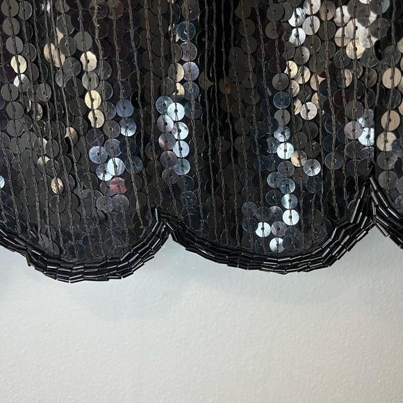 Vintage Megere Beaded Silk Black Yellow Abstract Design Formal Tunic Blouse - Picture 4 of 5